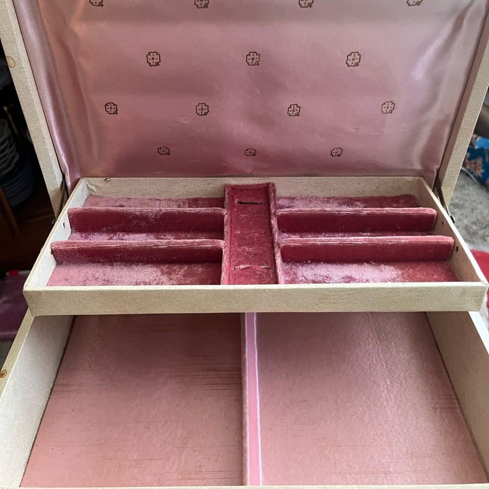 Vintage Pink Lined Jewelry Box